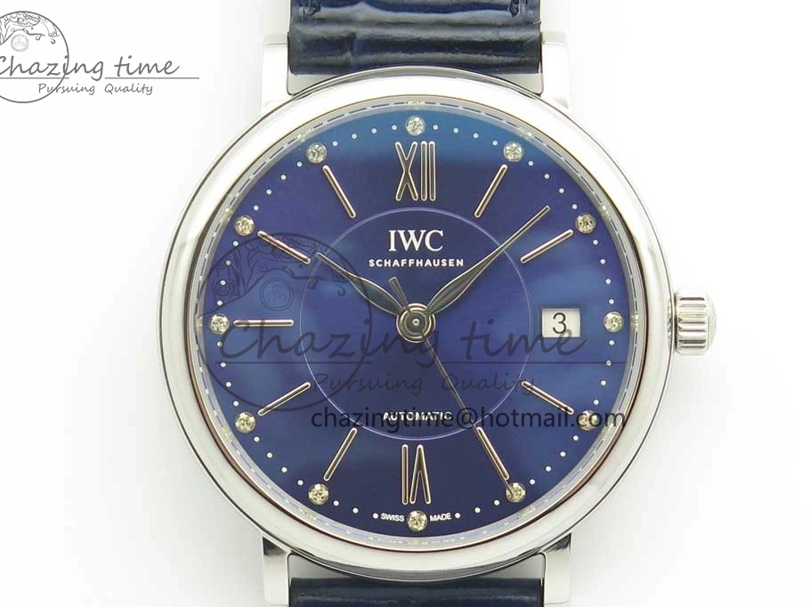 MIROTIME 0102 Portofino IW458101 SS MK 1:1 Best Edition Blue Dial On Blue Leather Strap MIYOTA MoistureWicking 7168